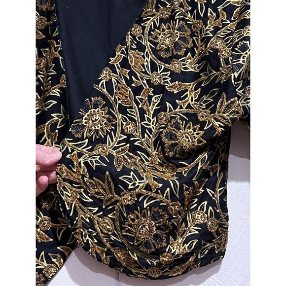 Vintage Passports of Pier 1 Imports jacket Beaded Large Women’s Cropped Floral - Picture 8 of 12